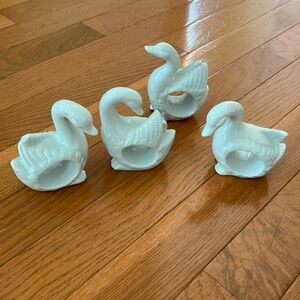 Vintage White Swan Napkin Rings